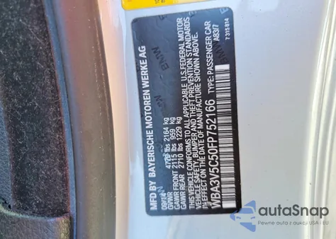 2015 BMW 428 I z USA, uszkodzony, nr VIN WBA3V5C50FP752166